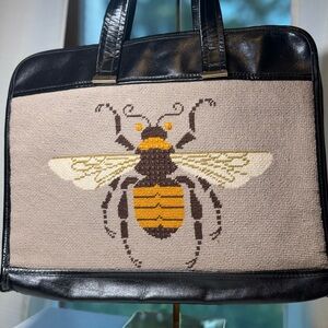 Vintage Bee Embroidered Needle point briefcase Bag